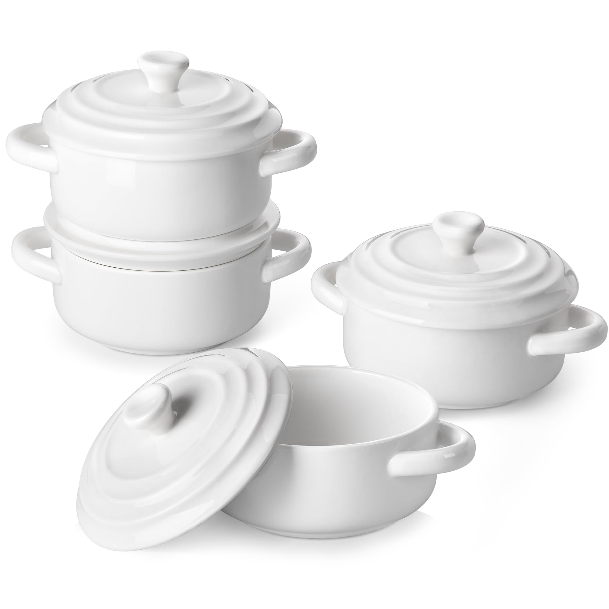 Photo 1 of MALACASA Mini Cocotte Set - 14 OZ Small Casserole Dishes with Lids and Handles, Ceramic Mini Dutch Oven Set of 4, Small Baking Ramekins for Lasagna, Soufflé, Oven, Microwave & Dishwasher Safe, Series BAKE.BAKE