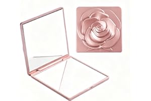 BOROLA Rose Design Folding Compact Mirror, Dual-Sided 1X/3X Magnifying Pocket Makeup Mirror, Portable Travel Size for Women P