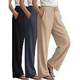 Sweetyweee 3 Pack Women's Lounge Pants Cozy Wide Leg Yoga Pants Casual Drawstring Loose Baggy Sweatpants with Pockets