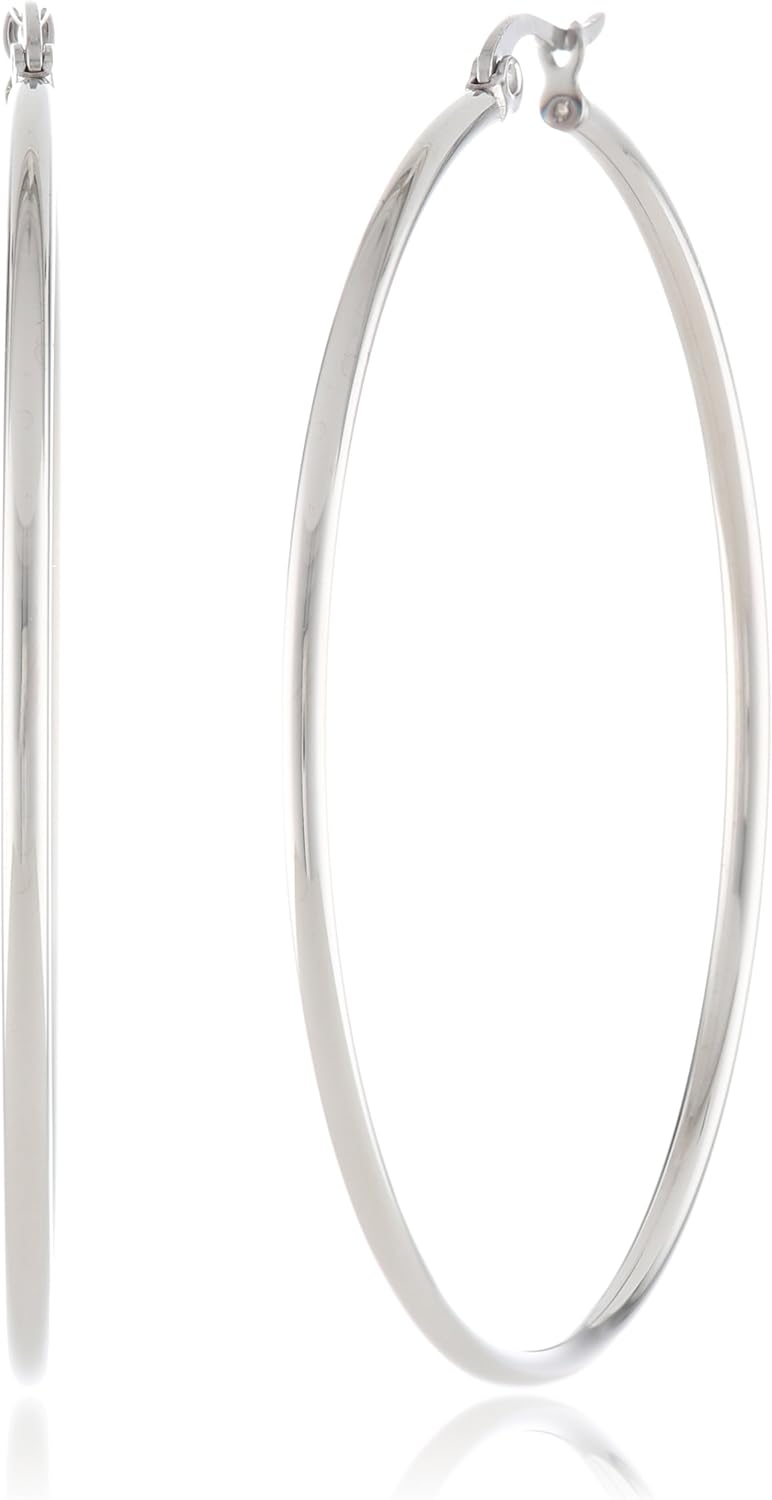 Amazon Essentials Plated Stainless Steel Rounded Tube Hoop Earrings