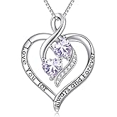 Hancock Forever Love Heart Birthstone Necklaces for Women 925 Sterling Silver Women Pendant Necklace, Mother’s Day Birthday Anniversary Jewelry Gift for Woman Mother Mom Wife Her