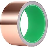 Kirecoo Copper Tape, Copper Foil Tape (2inch X 33 FT) Copper Foil with Conductive Adhesive for Guitar, EMI Shielding, Crafts,
