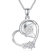 LWXIE Diamond Butterfly Necklace Sterling Silver Butterfly Pendant Necklace Butterfly Jewelry Gift for Women Wife