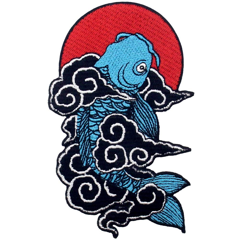 Japanese Koi Fish Patch Embroidered Applique Badge Iron On Sew On Emblem