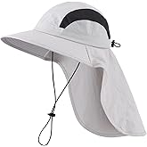 Home Prefer UPF 50+ Sun Hats for Men Women Wide Brim Fishing Hat with Neck Flap UV Protection Sunblock Safari Bucket Hat