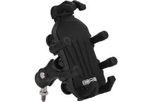 Sorandy Motorcycle Phone Holder, Aluminum Alloy Shock Absorbing Anti Slip Phone Mount, 360 Rotation Holder with Secure Grip, 