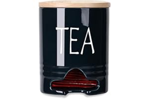 SLJMR Farmhouse Tea Bag Holder with Lid, Ceramic Tea Bag Caddy Dispenser for Countertop,Tea Bag Organizer Storage Container Tea Bag Chest for Beverage Supplies (Navy)