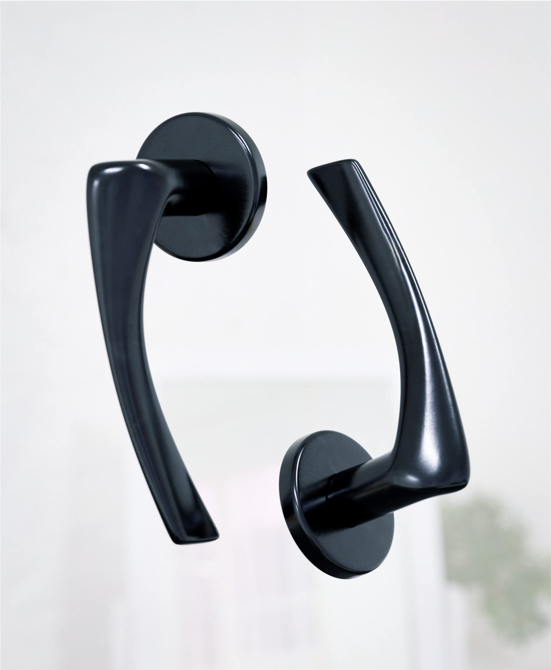 URFIC Black Lever Latch Rose Handle for Internal Doors Easy Click Handle - No Screws Needed to Install. Set of 2 Interior Patented Design for Wooden, Kitchen and Bedroom Doors.