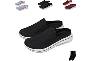 Women's Breathable Slip On Backless Sneakers, Mule Tennis Shoes Women Summer Mesh Comfortable Non-Slip Walking Shoes, Ladies 