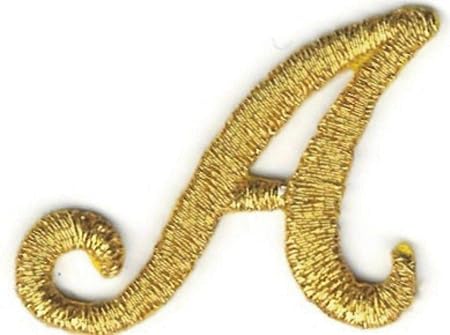Amazon Com Embroidered Iron On Sew On Patch Fancy Metallic Gold Script Cursive Alphabet Letter A Applique 1 X 1 1 8 Arts Crafts Sewing
