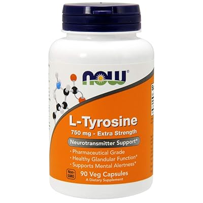 NOW Supplements, L-Tyrosine 750 mg, Supports Mental Alertness*, Neurotransmitter Support*, 90 Veg Capsules