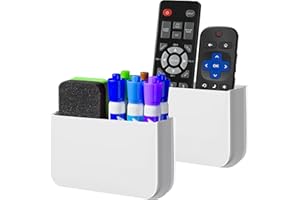 Freewindo Magnetic Remote Control Holder Wall Mount, 2 Pack TV Remote Holder Wall Mount, Magnetic Pen Holder for Refrigerator, Whiteboard Marker, Locker Organizer, Office Organizer (White)