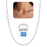 Girluky 1.5MM 2MM Rope Chains 925 Sterling Silver Chain Necklace for Women, Silver Chain for Women, Women's Chains Necklace, 16 18 20 22 24 26 Inch