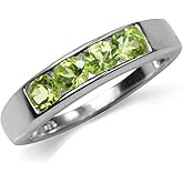 Silvershake 4-Stone White Gold Plated 925 Sterling Silver Journey Stackable Band Ring Jewelry for Women or Teens