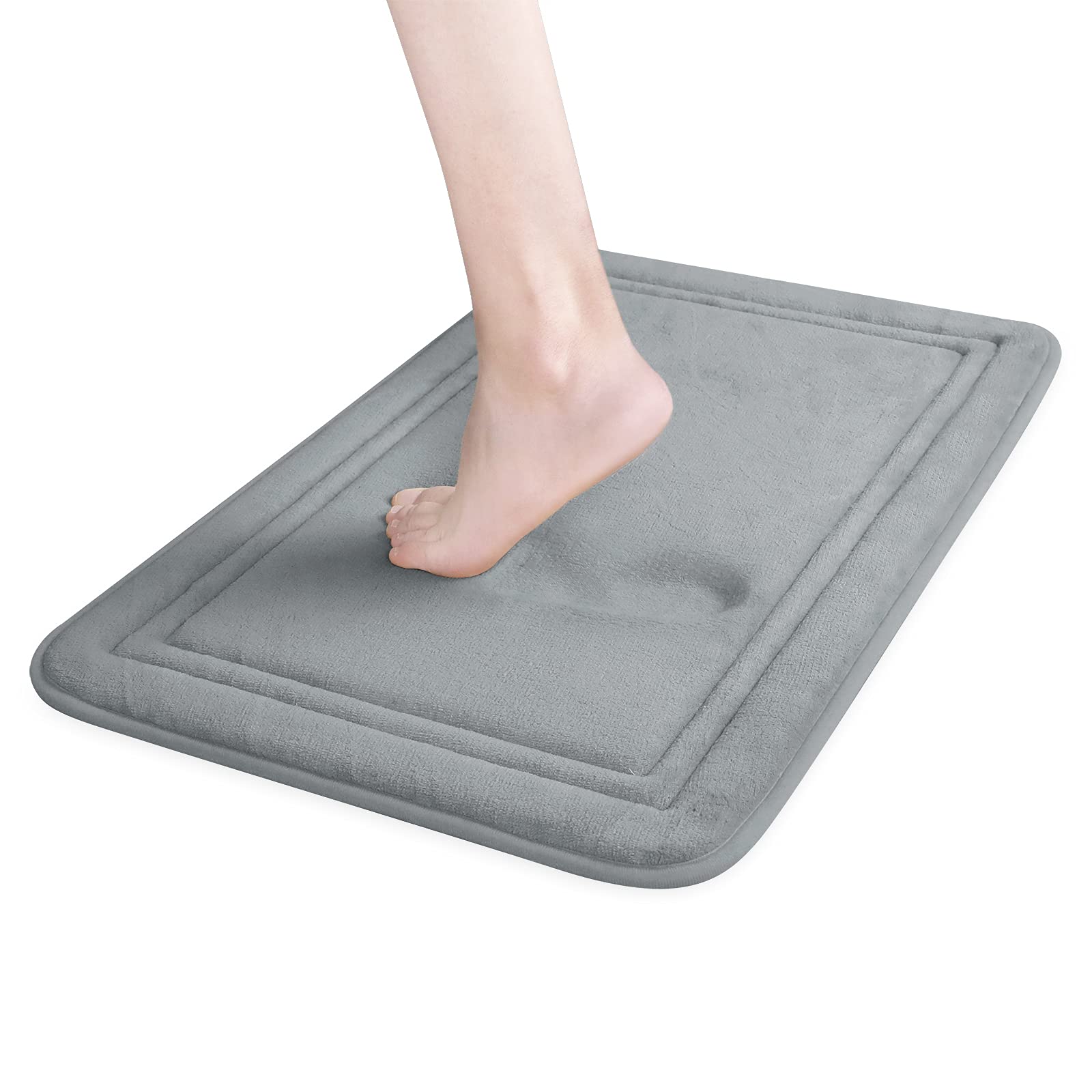 Photo 1 of ITSOFT Memory Foam Bath Mat 24x16, Non Slip, Machine Washable, Quick Dry & Absorbent Rugs, Bath Mats for Bathroom Floor, Tub & Shower, Bathroom Rug, Gray