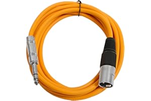 Seismic Audio - SATRXL-M10 - Orange 10' XLR Male to 1/4" TRS Patch Cable