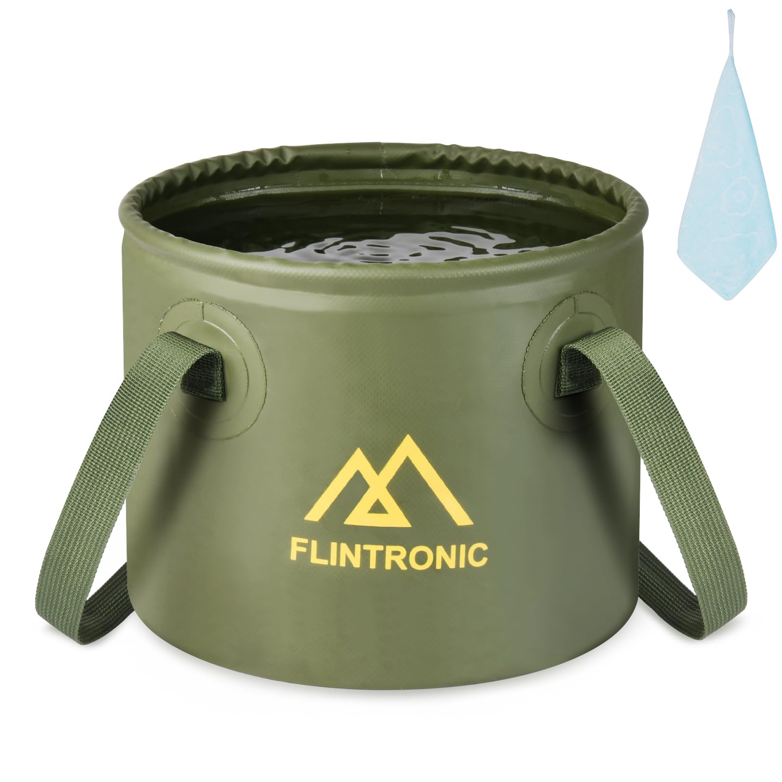 flintronic Folding Water Bucket, 10L Foldable Storage Container Collapsible Bucket for Camping, Outdoor Portable Lightweight Buckets for Traveling Fishing Hiking Camping Boating (Green)