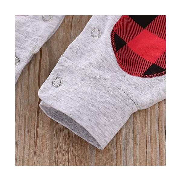 Rvbelbay Baby Girl Clothes Baby Girl Christmas Outfits HeartShaped Black and Red Plaid Long Sleeve Grey Romper Jumpsuit… - Image 8
