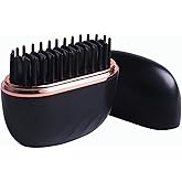 Mini Hair Straightener,Rechargeable Wireless Portable Hair Straightener Brush,3-Speed Temperature Control,Mini Hair Straightener for Women,Idea for Home Travel (Black)