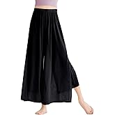SEAUR Women's Classical Dance Trousers Loose Straight Thin Mesh Practice Wide Leg Modern