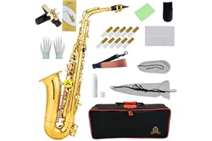 Yasisid Alto Saxophone HighQualityBrassSaxwith E-Flat Gold Lacquer Saxophon CaseMouthpiece AccessoriesIdealfor Beginnersto Advanced Musicians