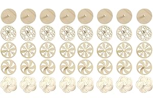 BALACOO 40 Pcs Unfinished Wood Spinning Tops for Kids - DIY Creative Graffiti Gyroscopes with 5 Unique Designs for Arts and Crafts