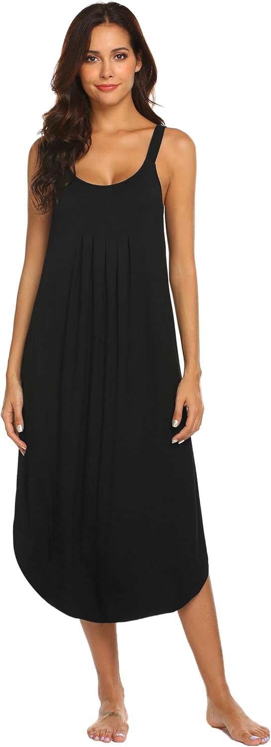 Ekouaer Women's Sleeveless Long Nightgown Summer Full Slip Sleep Dress Soft Nightshirt Chemise Sleepwear Lounge Dresses at  Women’s Clothing store