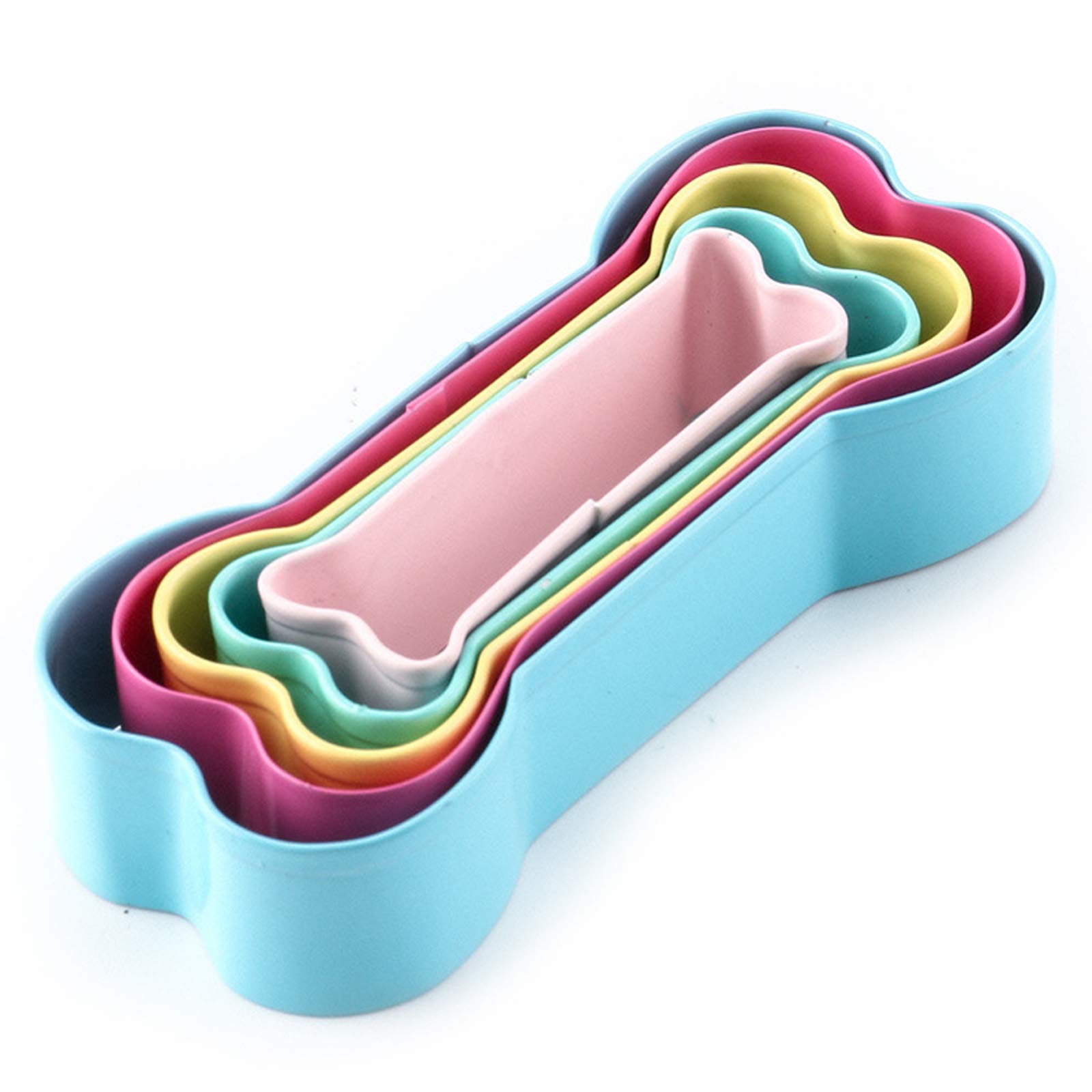 Cookie Cutter Dog Bone Shape Set, Amison Stainless Steel Metal Dog Bone Shape Biscuit Cutters Colorful BPA Free 5 in 1