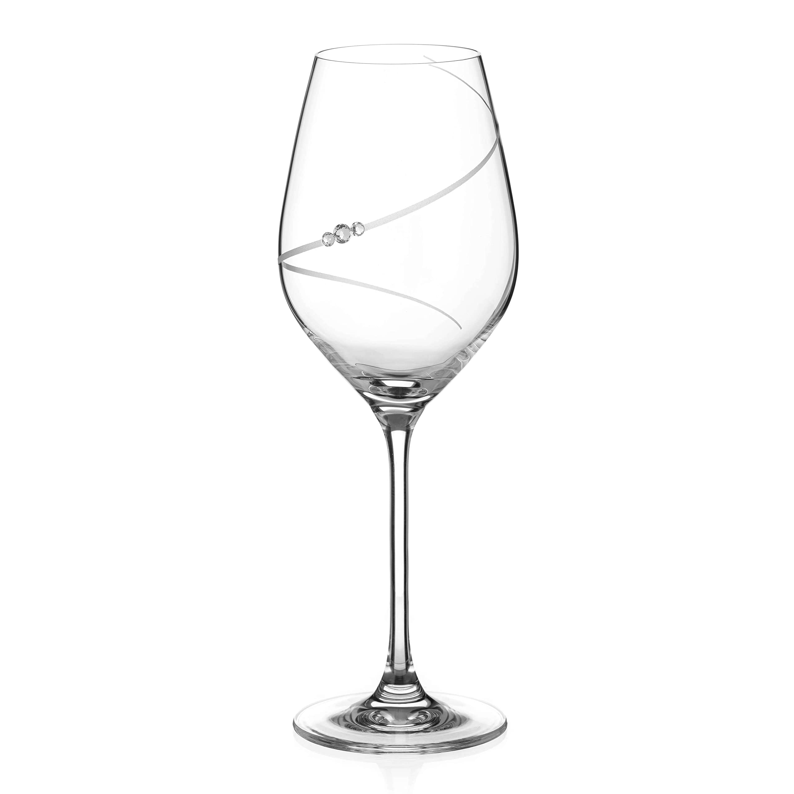 DIAMANTE Swarovski Wine Glass- 'Silhouette' Hand Cut Design Embellished with Swarovski Crystals - Single with Gift Box