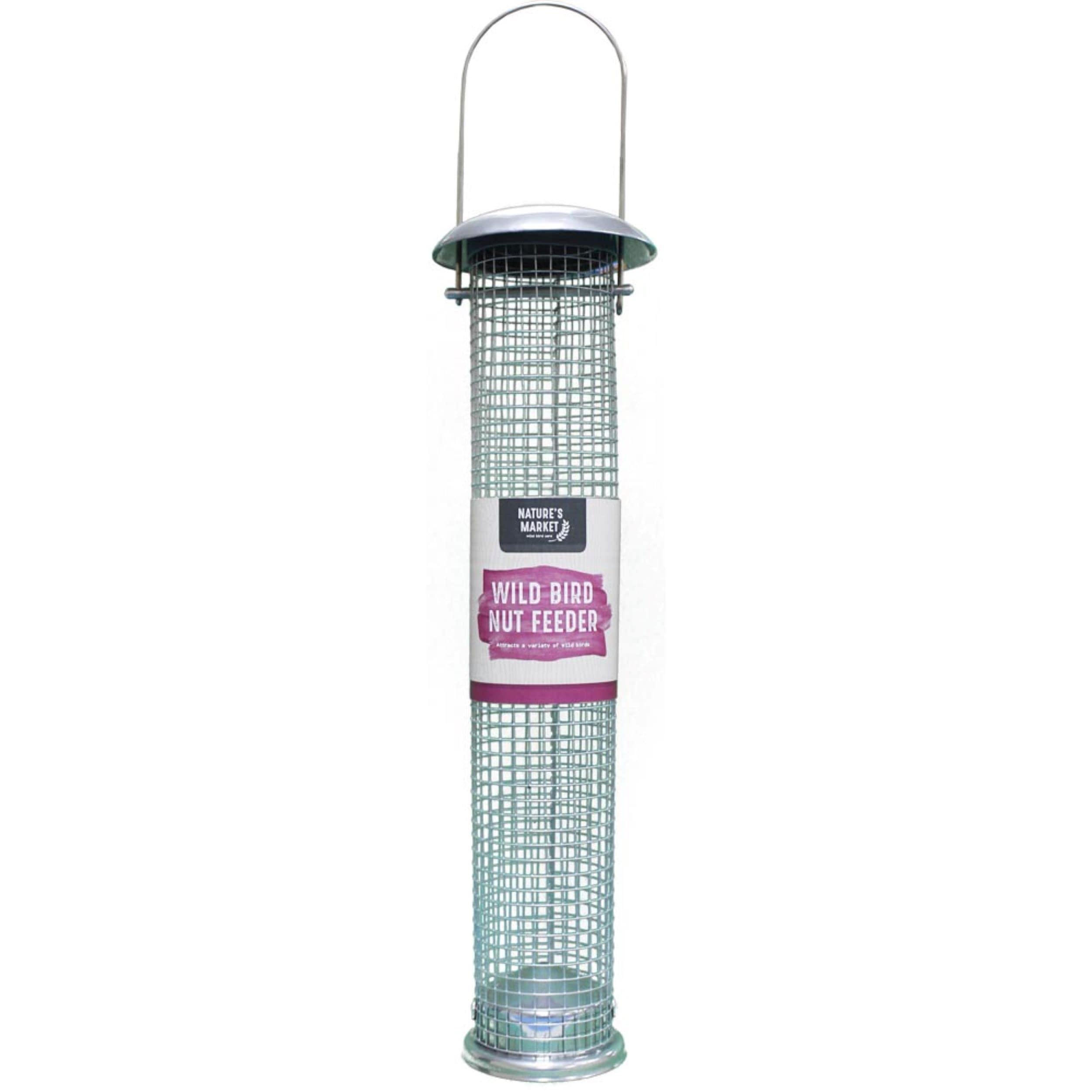 Natures Market 1 x BF019 Large Deluxe Hanging Steel Nut Peanut Bird Feeder Transparent