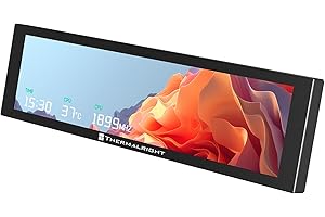 Thermalright Trofeo Vision 9.16 LCD Black, 9.16-inch Full-Color LCD Magnetic Display Screen, 1920x480 Resolution, Easy to Install,Master CPU/GPU Temperature(Black)