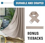 BellaHills 100% Blackout Curtains 2 Panels 46x54 Natural Sand Pencil Pleat view 6