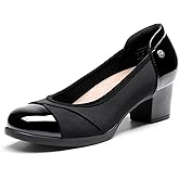 DREAM PAIRS Women's Pumps Low Chunky Block Closed Toe Shoes Work Comfortable Heels Round Toe Dress