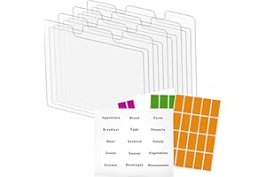 12 Clear Acrylic Recipe Card Dividers 4x6 with Tabs, Durable Recipe Box Dividers, Including 1 Pre-Printed and 4 Blank Label S