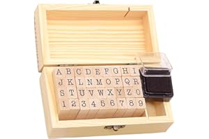 YIHUANYIFA 36Pcs Wooden Rubber Stamps Number Letter Alphabet Stamps Mini Cute DIY Stamps Set for Craft Decorating Scrapbooking and Wedding Invitation Cards (36pcs B)