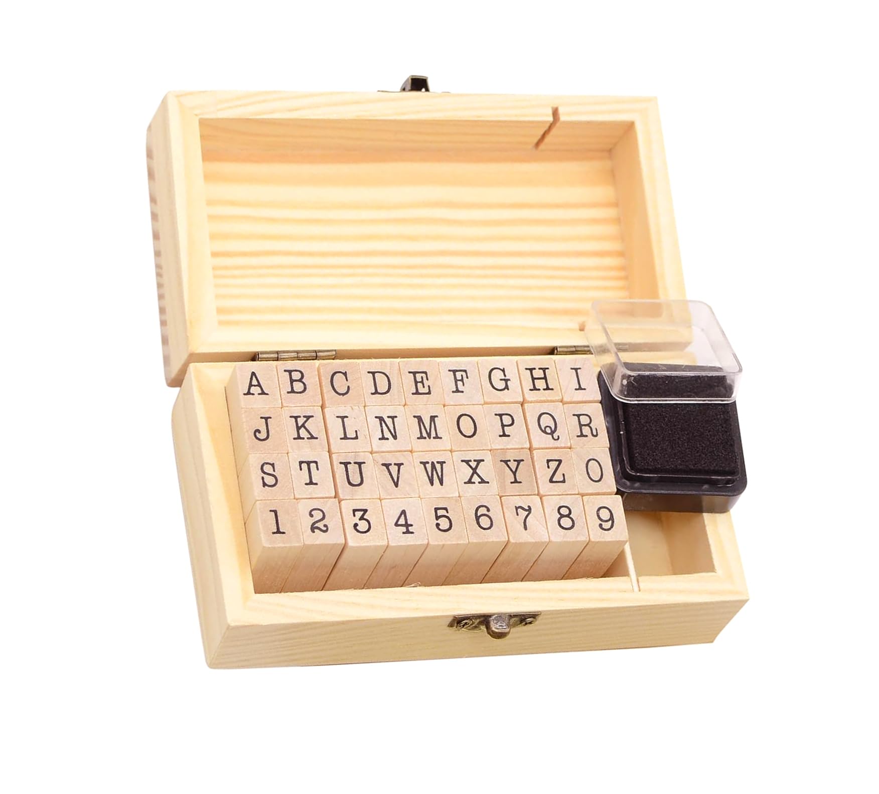 Photo 1 of 36Pcs Wooden Rubber Stamps Number Letter Alphabet Stamps Mini Cute DIY Stamps Set for Craft Decorating Scrapbooking and Wedding Invitation Cards (36pcs B)