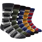 TOEJYJ Mens Fun Dress Socks, Pattern Funny Casual Socks Pack, Colorful Striped Cotton Novelty Socks Size 10-13