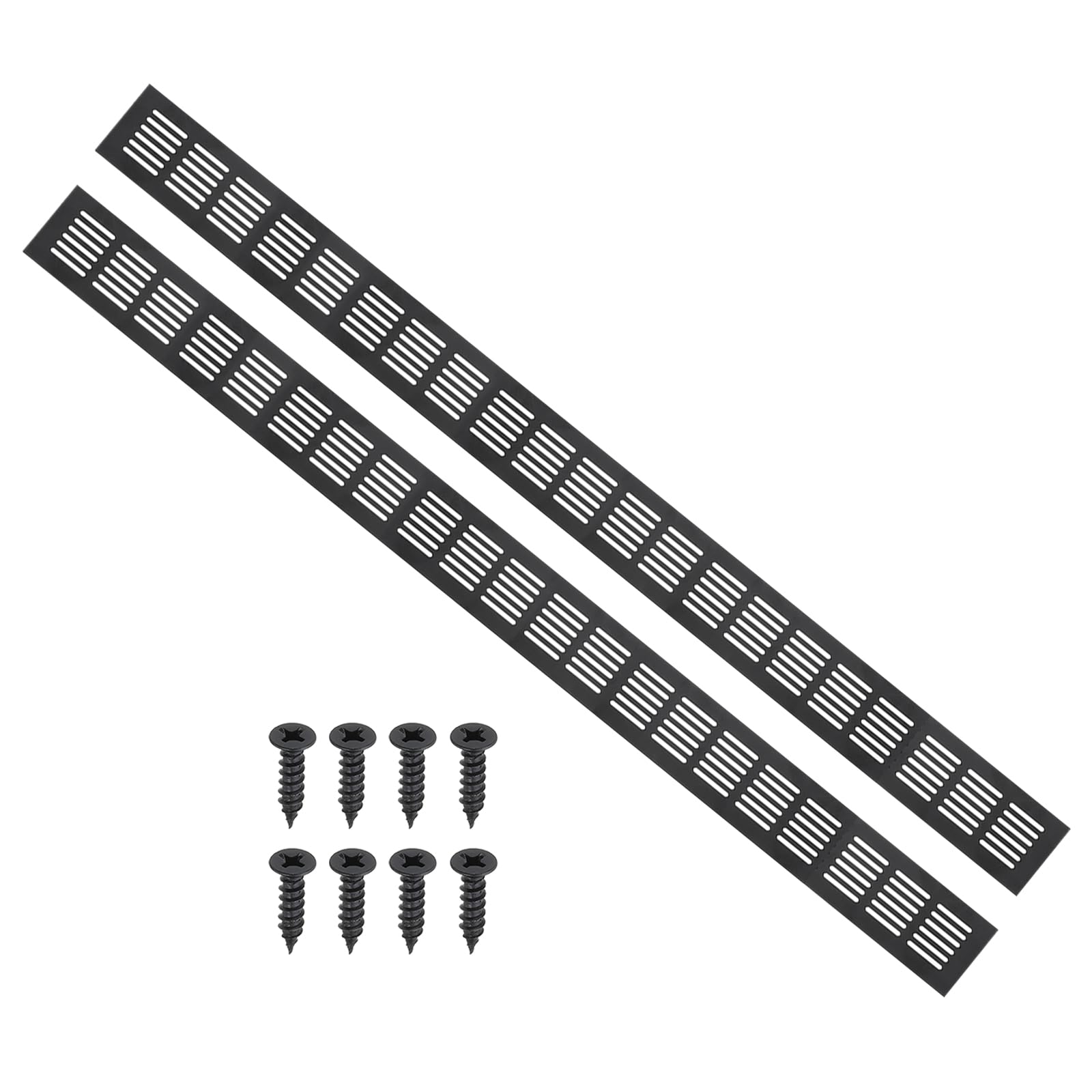 PATIKIL 31.5 x 2.4 Inch Door Air Vent Cover, 2pcs Aluminum Grille Ventilation Cover Louvered with Mounting Screws for Cabinet Wardrobe Door, Black