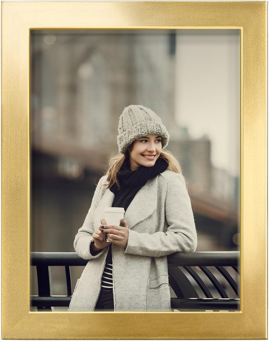 Photo Albums, Frames & Accessories - Renditions 6x8 inch Solid Wood Picture Frame, High Definition Glass and High-end Modern Style Ready for Wall and Tabletop Photo Display, Gold Frame