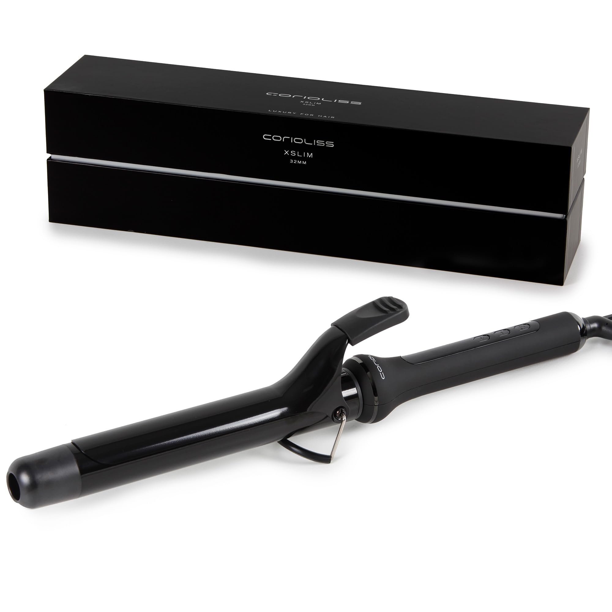 Corioliss X-Slim Hair Curler | Professional Ceramic & Tourmaline Barrel | Digital Temperature Control 80°C-210°C | Fast Heating | Long Barrel Easy Styling | 360° Swivel Cord | Auto Shut-Off | 32 MM