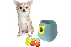 ptlsy Automatic Dog Ball Launcher Interactive Puppy Pet Ball Indoor Thrower Machine for Small and Medium Size Dogs, 3 Balls Included (2 inch) Blue