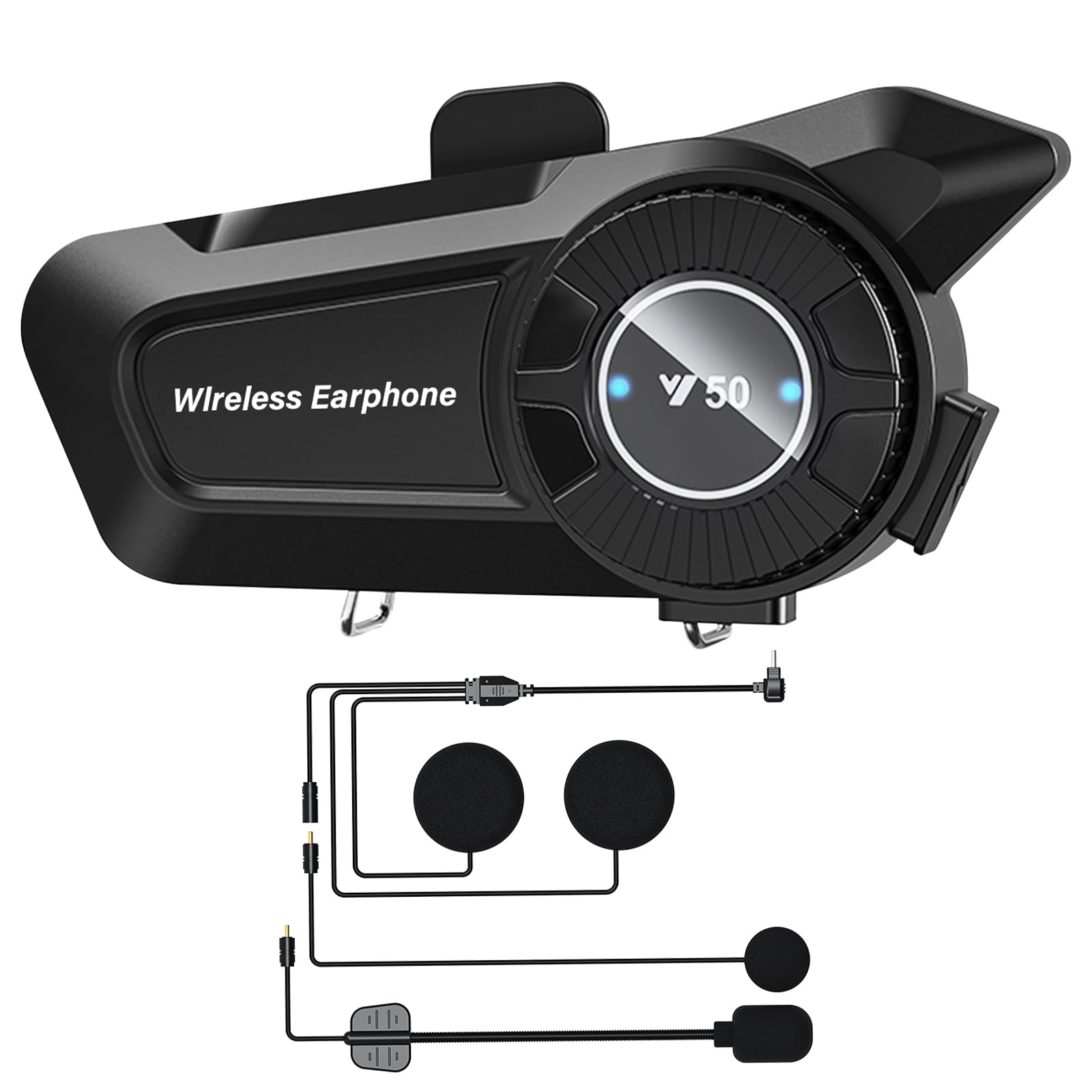 Motorcycle Helmet Bluetooth 5.3 Headset Motorcycle Helmet Speakers Wireless Earphones with DSP&CVC Noise Cancellation/Hi-Fi Stereo/Automatic Answer/IPX6 Waterproof Compatible All Helmets 1800mAH