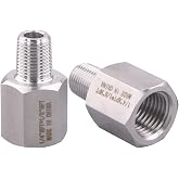 DERPIPE Forged Reducer Adapter Fitting - Stainless Steel 304 Reducing Pipe Connector, 1/4" NPT Female x 1/8" NPT Male (pack of 2)
