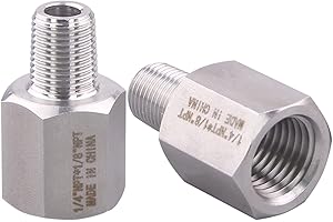 DERPIPE Forged Reducer Adapter Fitting - Stainless Steel 304 Reducing Pipe Connector, 1/4" NPT Female x 1/8" NPT Male (pack of 2)