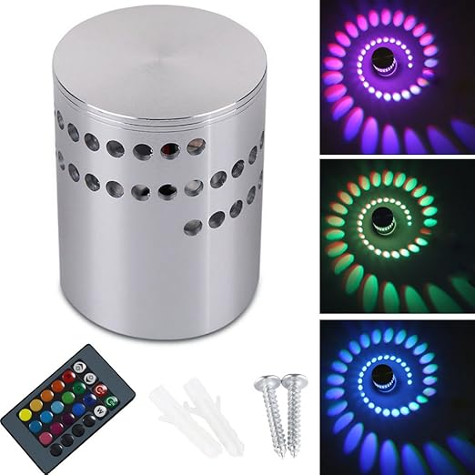 Lamker 3W LED Wandleuchte Wandlampe Dimmbar Innen RGB Wandlicht Deckenleuchte Effektlicht Flurlampe Spirale Effekt mit Fernbe