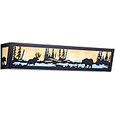 TOCHIC Farmhouse LED Bathroom Vanity Light, Matte Black Western Light Fixture Over Mirror, Rustic Deer & Bear Vanity Lights f