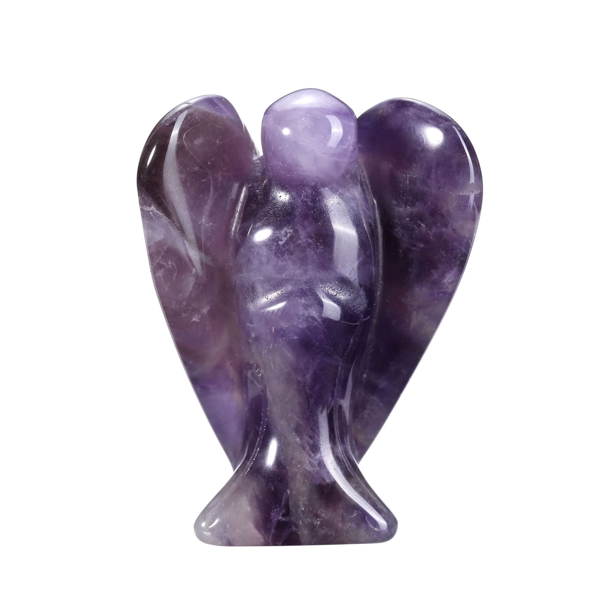 CrystalTears Amethyst Crystal Guardian Angel Ornament for Home Office Desk Decor, 1.5” Healing Crystal Gemstone Pocket Angel Figurine Gifts for Women Mum Birthday Christmas Mother’s Day