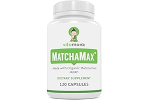 VITAMONK MATCHAMAX™ Organic Japanese Matcha Capsules - Pure Organic Matcha Green Tea Pills for Smooth Zen-Like Energy and Natural Mood Boost - Vegan Matcha Supplement Packed with Antioxidants - 120ct