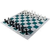 Amerous Chess Set 17" x 17" Roll-up Travel Chess in Carry Tube with Shoulder Strap Easy to Carry for Beginner and Kids