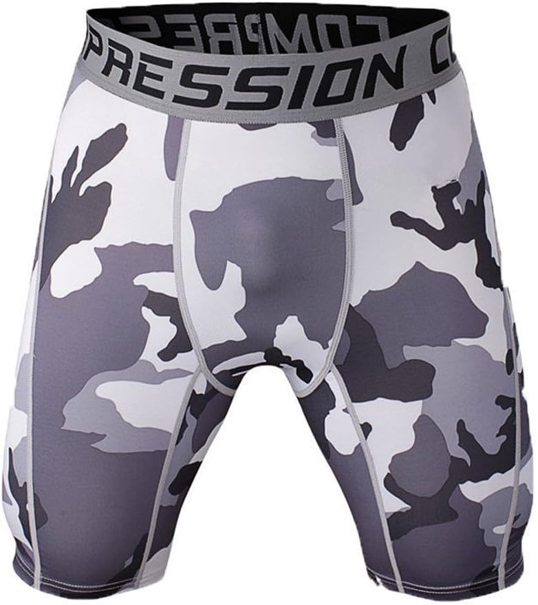 Welen Men Sports Running Print Compression Under Base Layer Shorts
